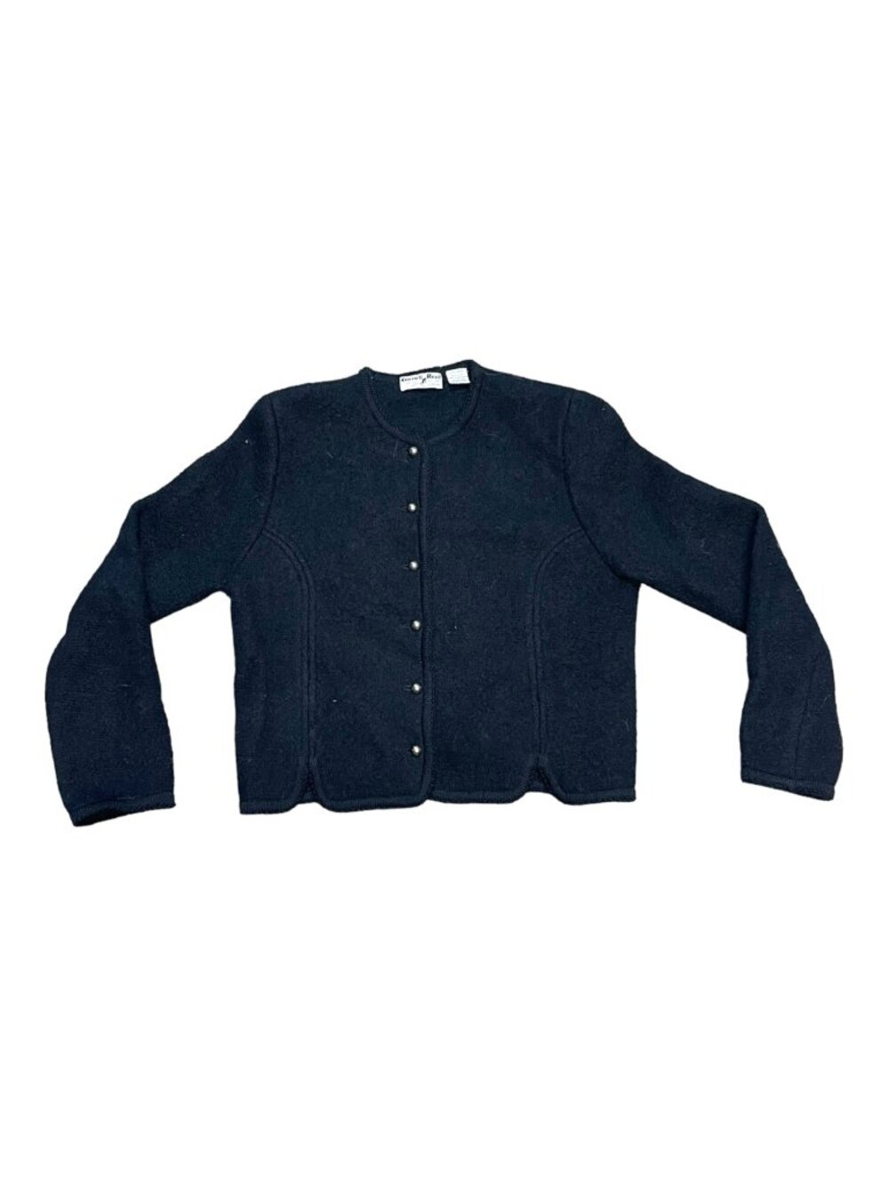 Carroll Reed Women's Black Wool Cardigan Button Up Sweater Size 8 Medium Vintage